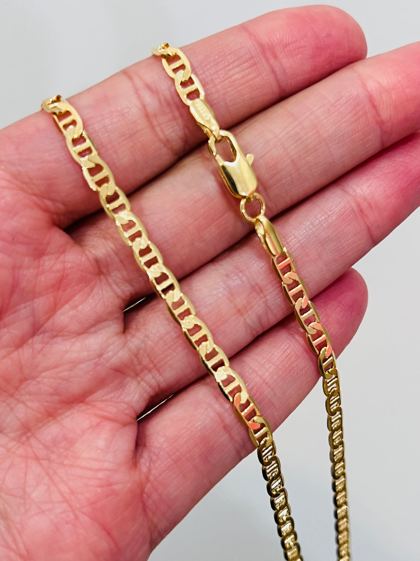 Gold Filled Mariner Chain Necklace | 3mm Unisex 18kt Gold Jewelry in Multiple Lengths
