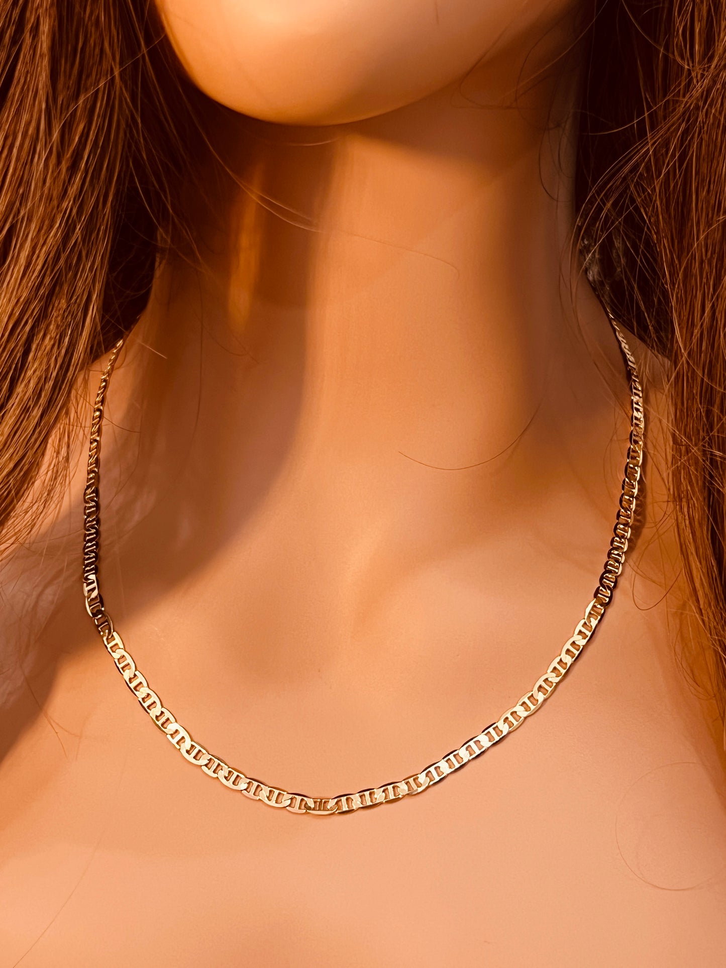 Gold Filled Mariner Chain Necklace | 3mm Unisex 18kt Gold Jewelry in Multiple Lengths