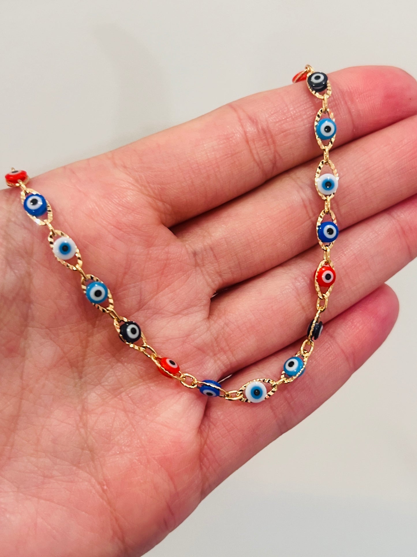 Gold Filled Evil Eye Anklet | Size: 10" | 3.5mm Charm