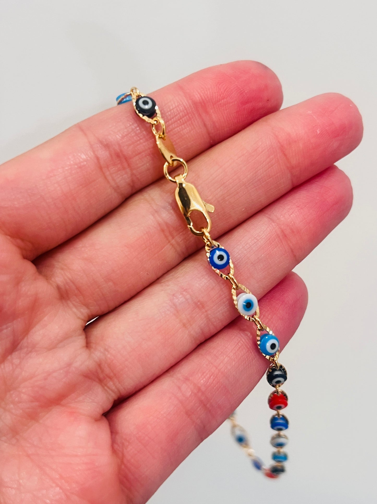 Gold Filled Evil Eye Anklet | Size: 10" | 3.5mm Charm
