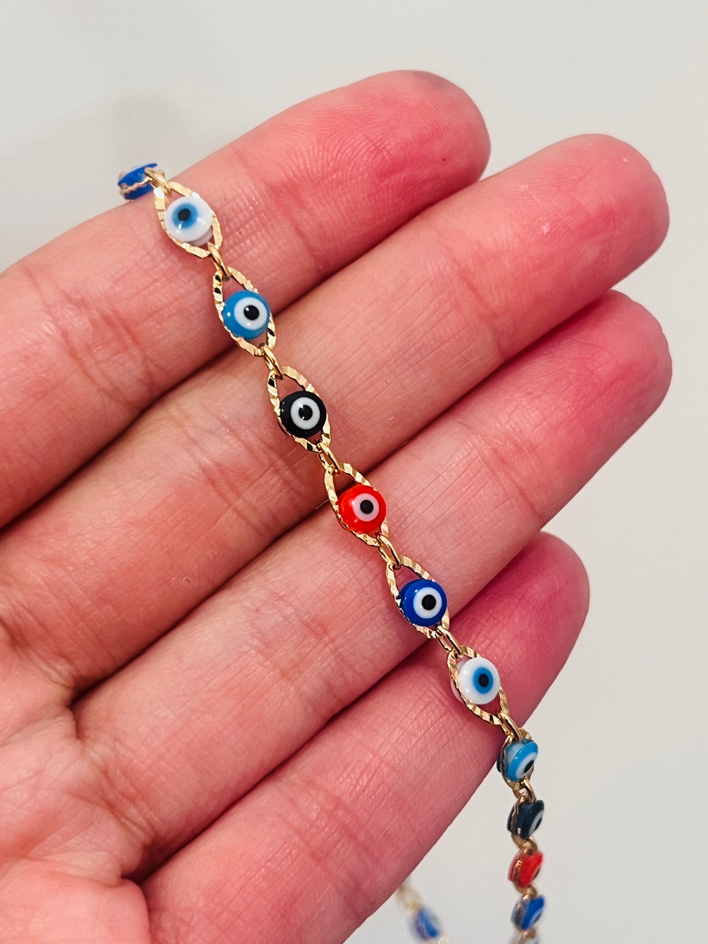 Gold Filled Evil Eye Anklet | Size: 10" | 3.5mm Charm