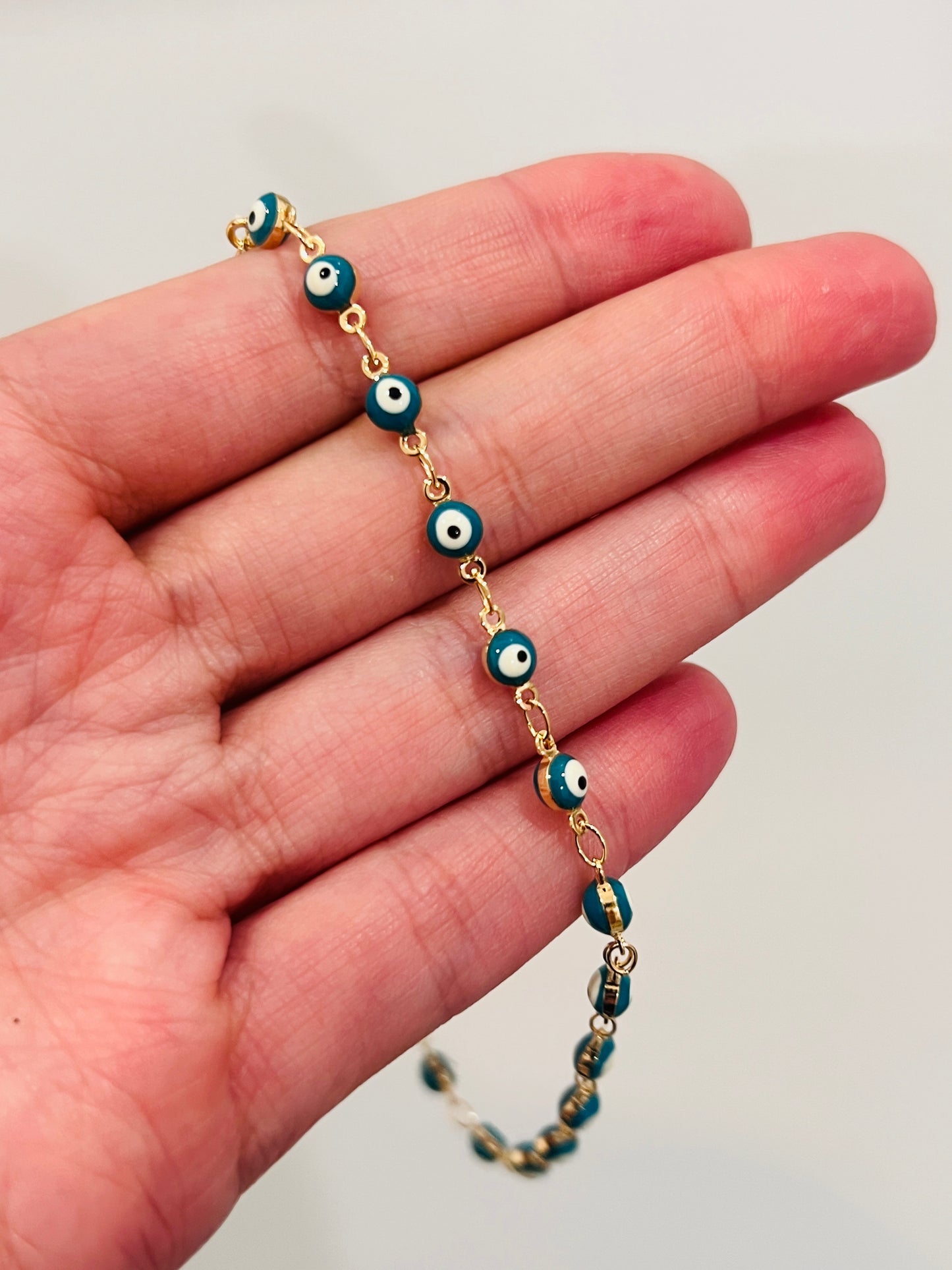 Gold Filled Evil Eye Anklet | Adjustable Protection Charm Jewelry