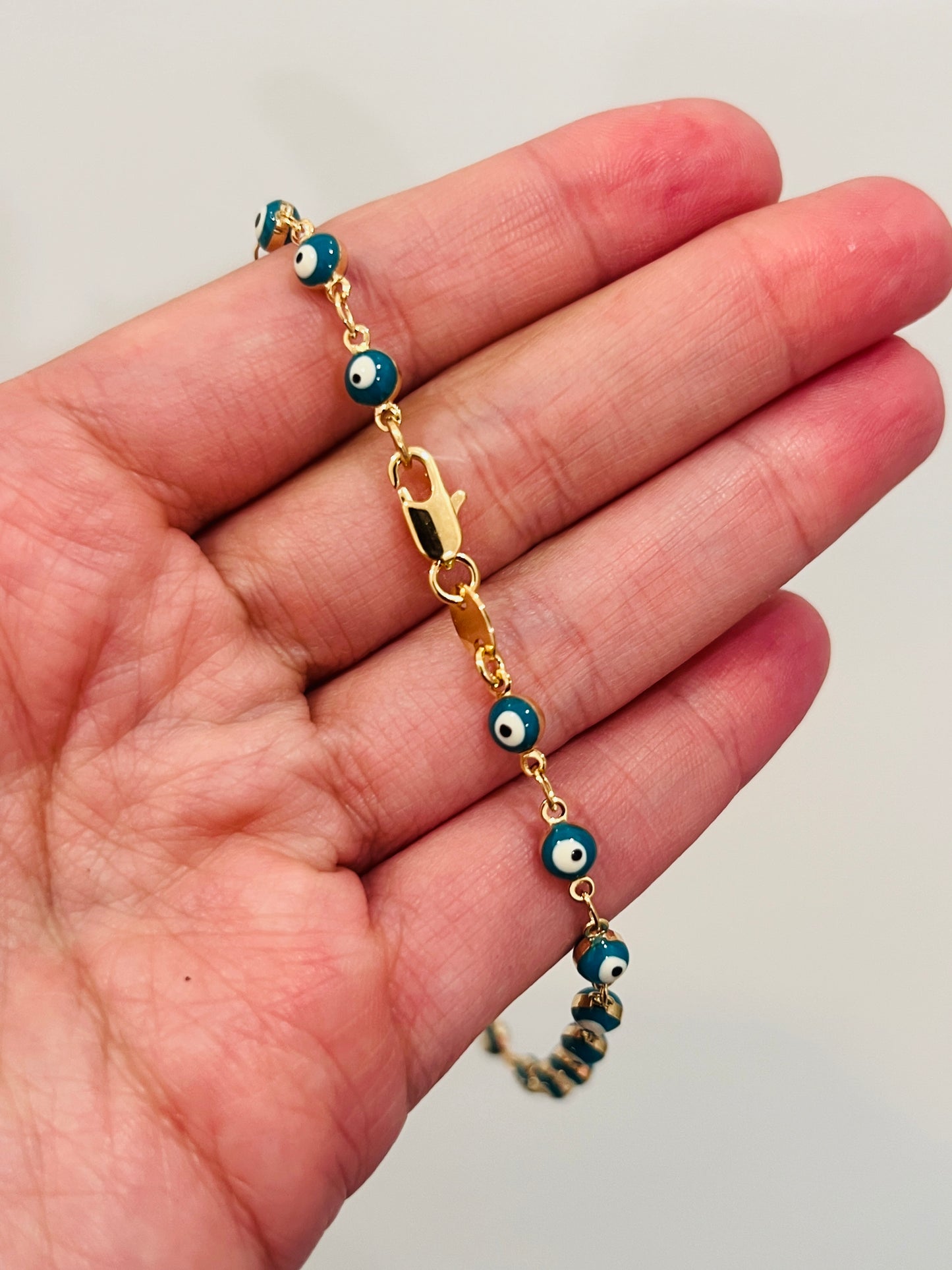 Gold Filled Evil Eye Anklet | Adjustable Protection Charm Jewelry