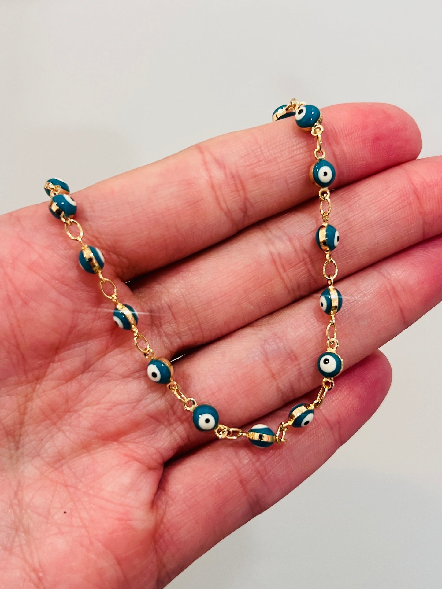 Gold Filled Evil Eye Anklet | Adjustable Protection Charm Jewelry
