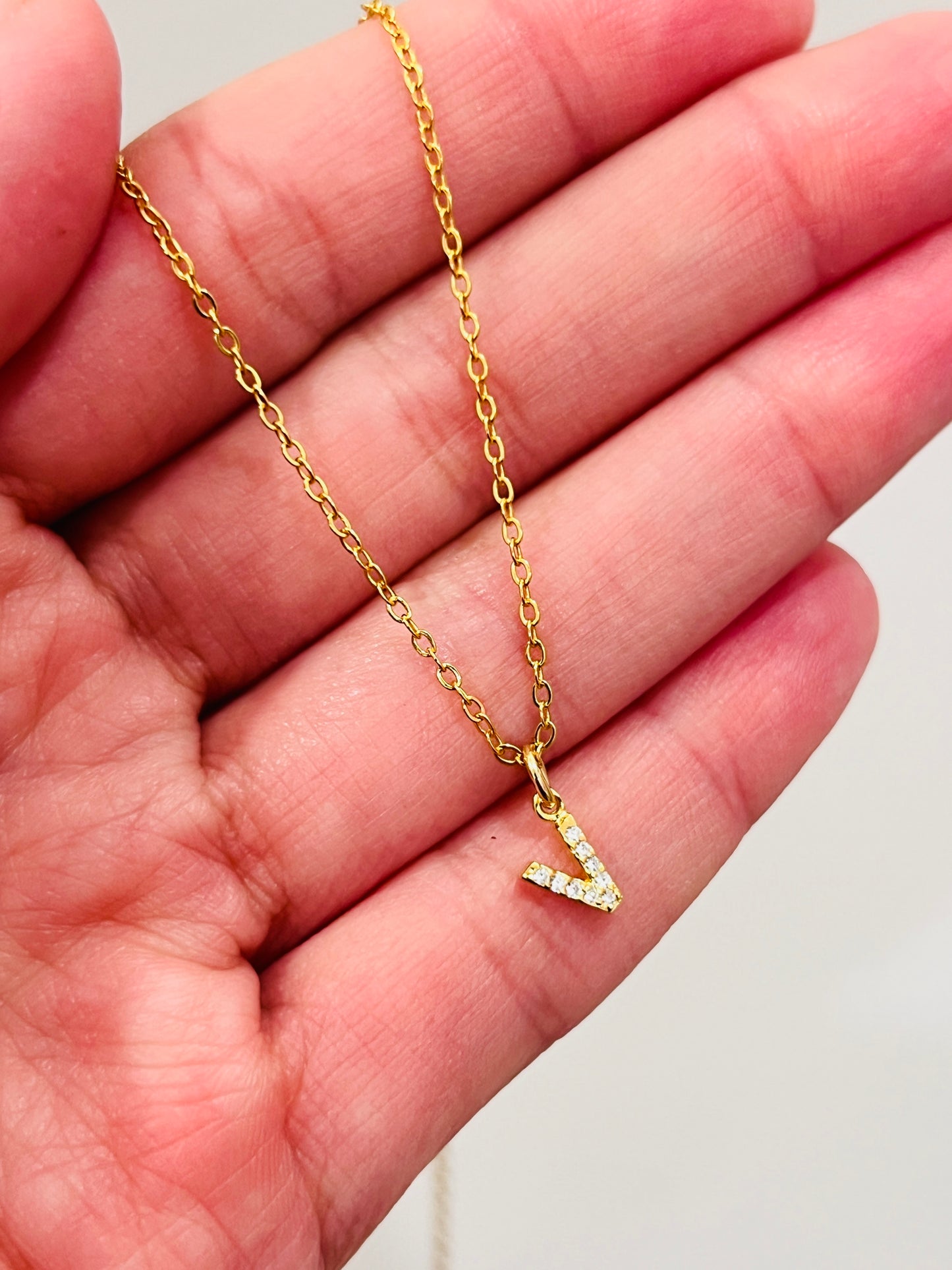 Sterling Silver CZ Initial Necklace | 10mm Sparkling Personalized Charm