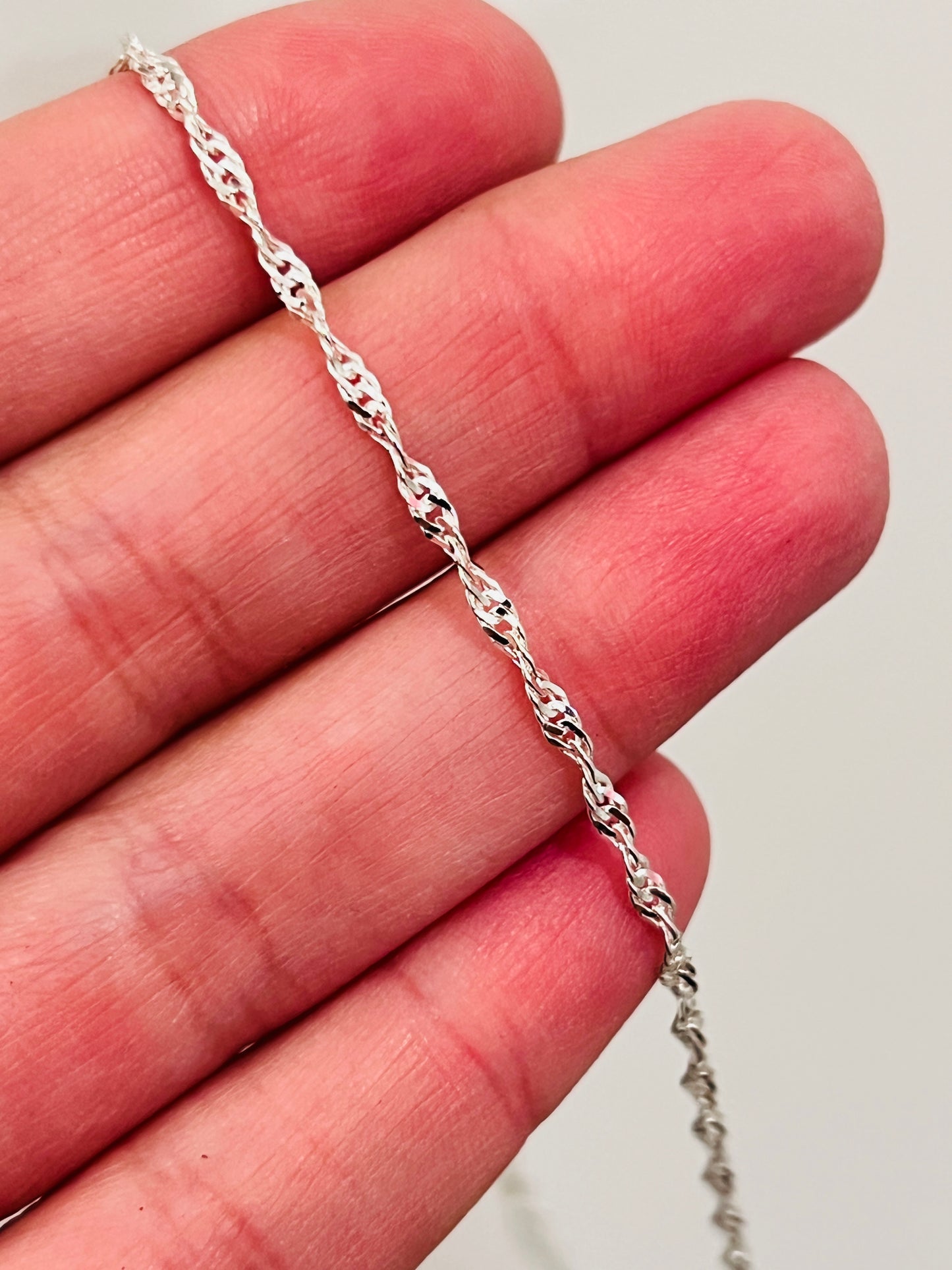 Sterling Silver 1.5mm Singapore Chain | Available in 16"–24" Lengths