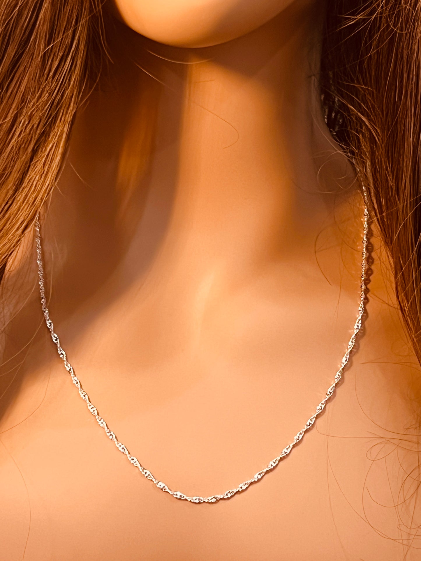 Sterling Silver 1.5mm Singapore Necklace | Available in 16"–24" Lengths