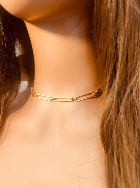 Gold Filled Paperclip Necklace | 4mm Rectangle Links