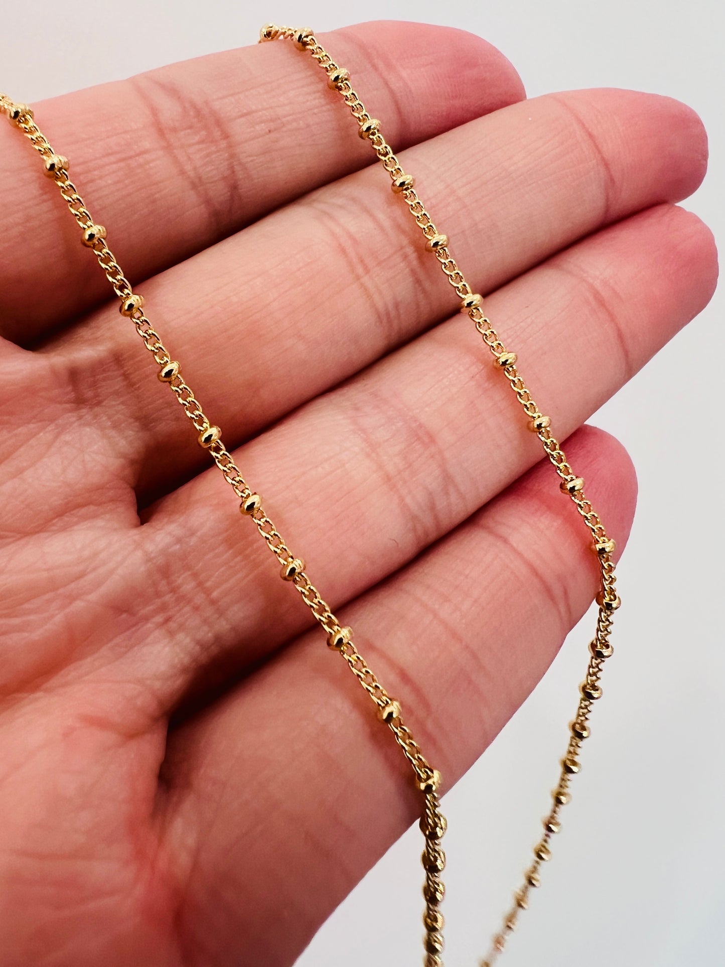 Gold Filled Curb Ball Necklace | 1mm Chain 14–20 Inches