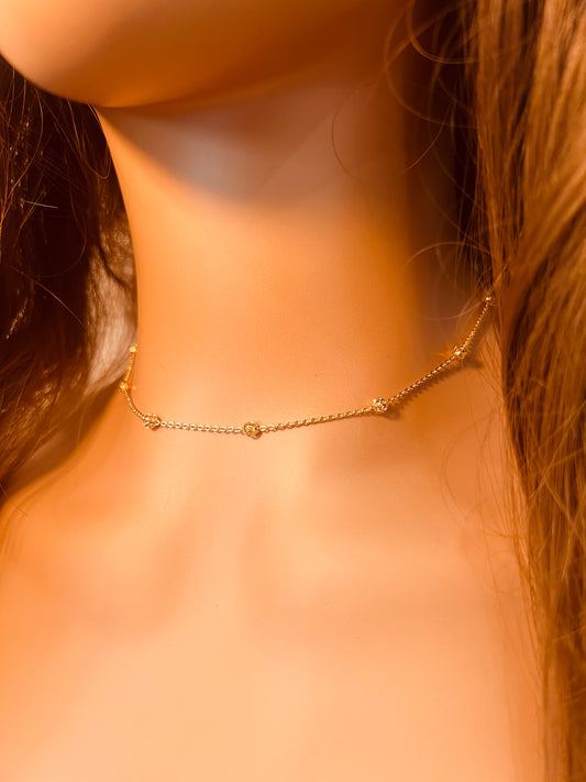Gold Filled Rolo Ball Necklace | 1mm Chain with 3mm Beads