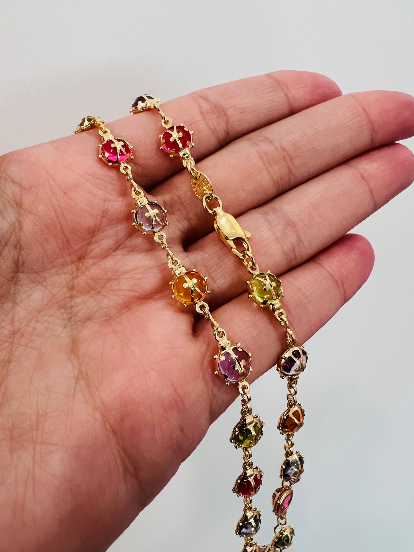 Gold Filled Lady Bug Gemstone Necklace | Playful Elegance