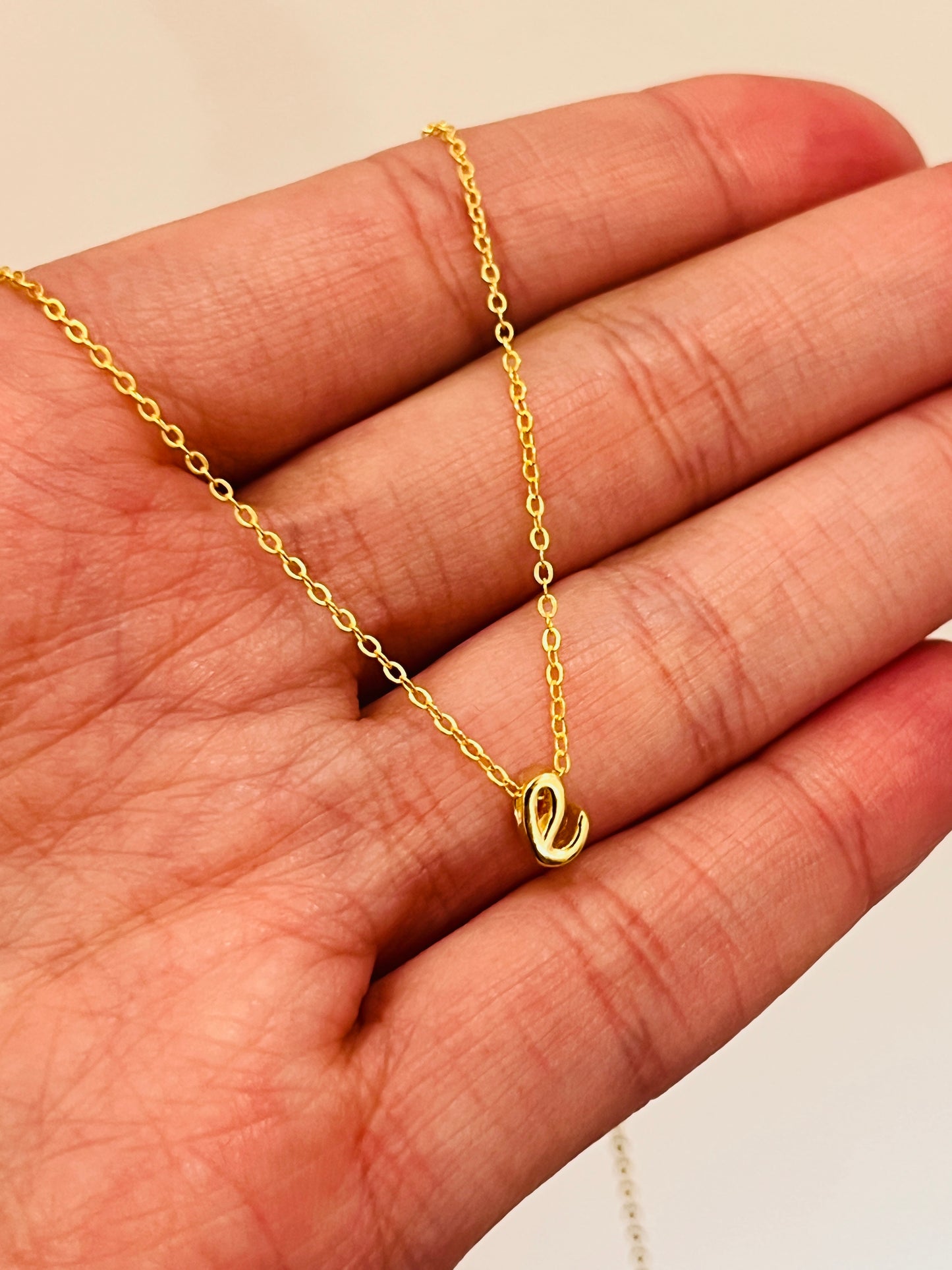 Sterling Silver Necklace with Script Initial Charm