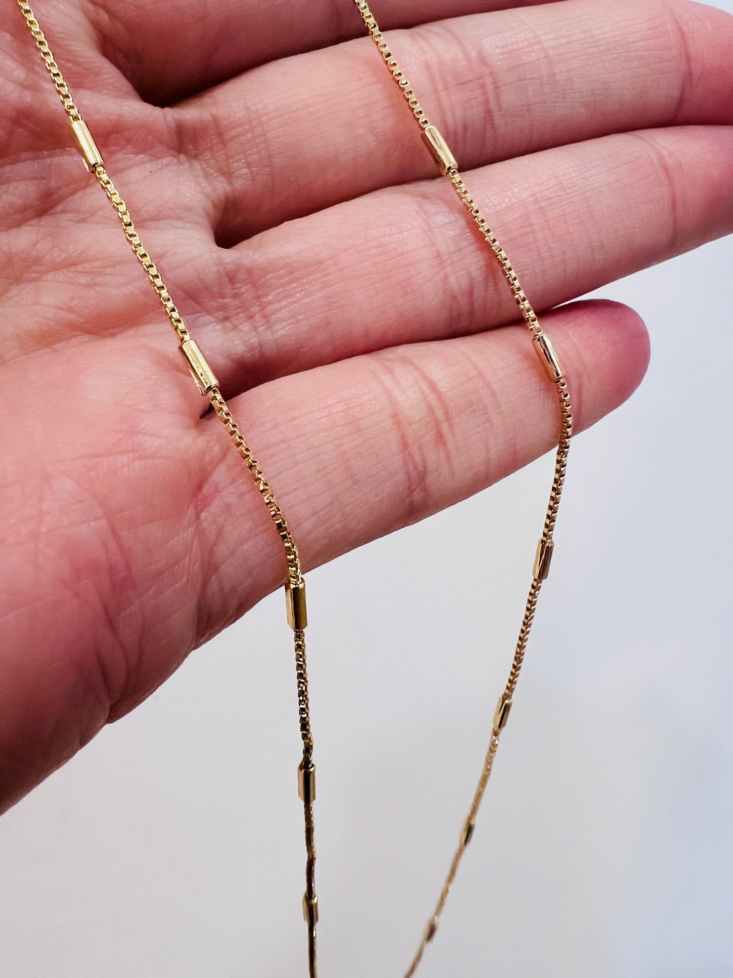 Gold Filled Box Necklace | 0.5mm Dainty Chain 16–20 Inch