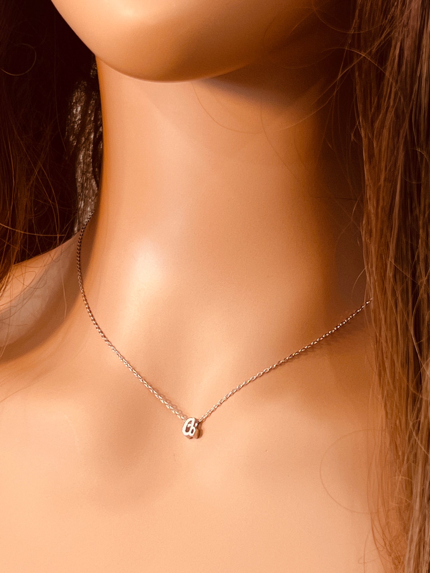 Sterling Silver Necklace with Script Initial Charm