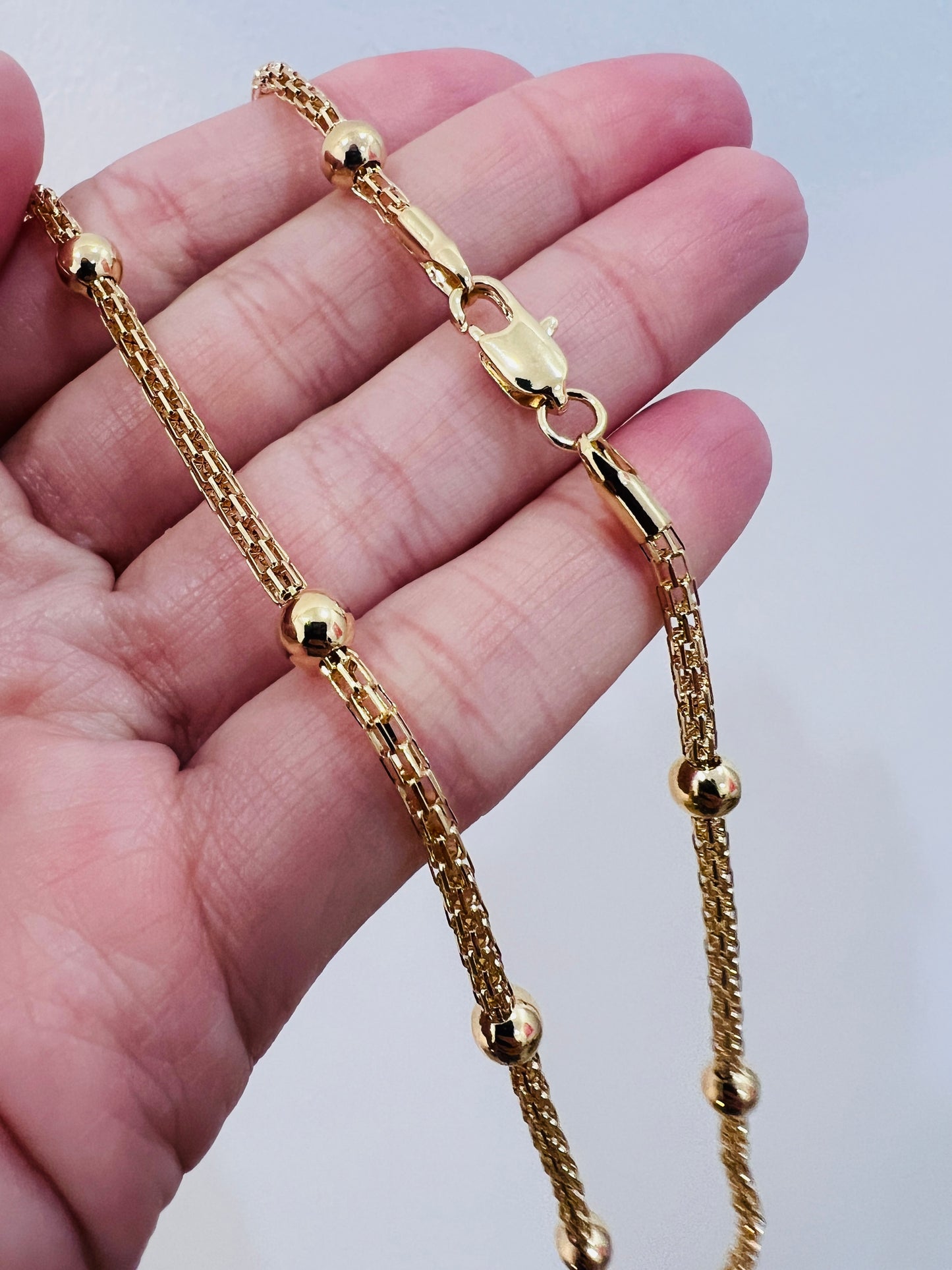 Gold Filled Mesh Ball Necklace | Delicate Detail with Classic Charm