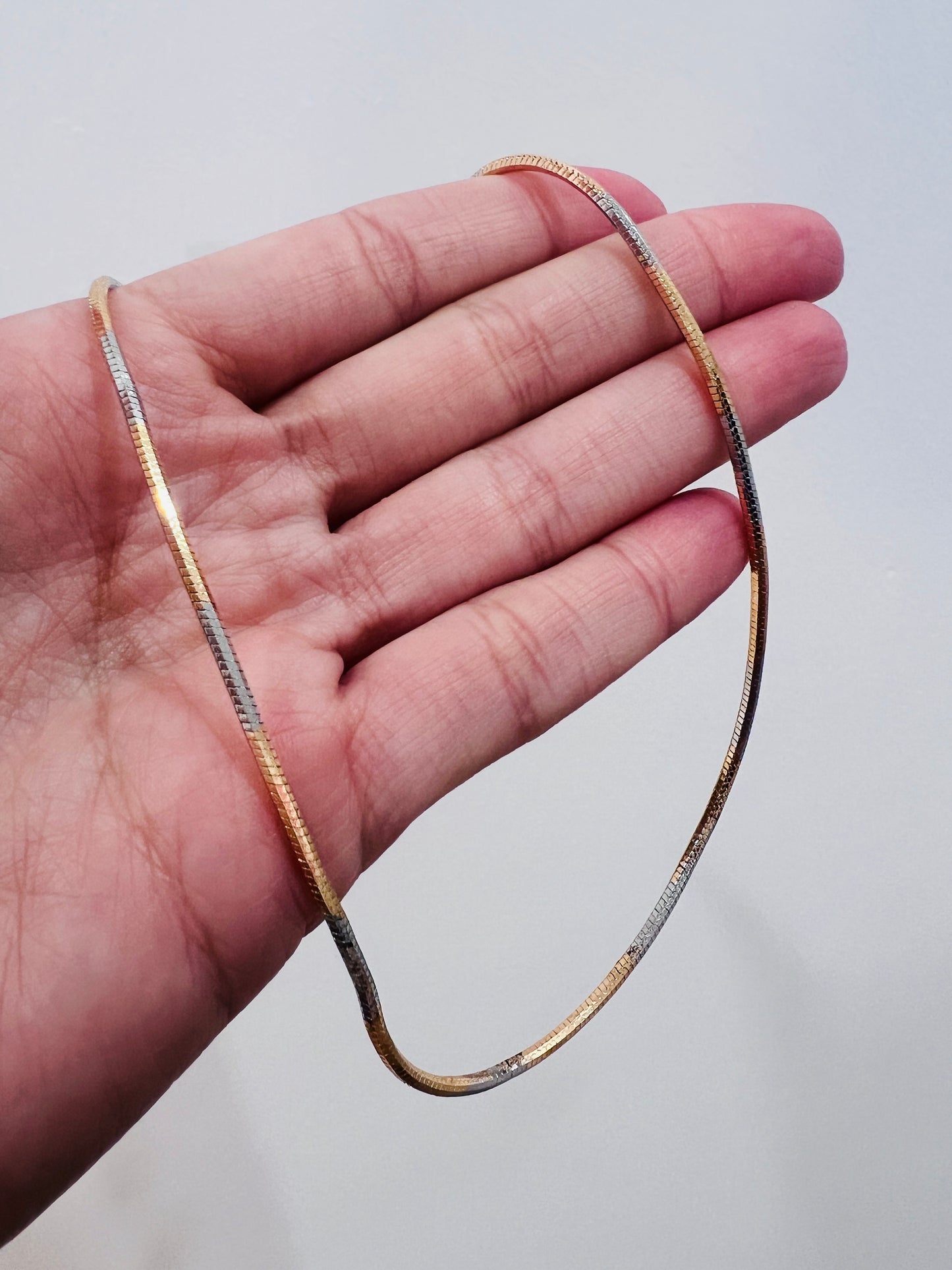 Two Tone Snake Necklace | 1.5mm Square Chain | 16–18 Inch
