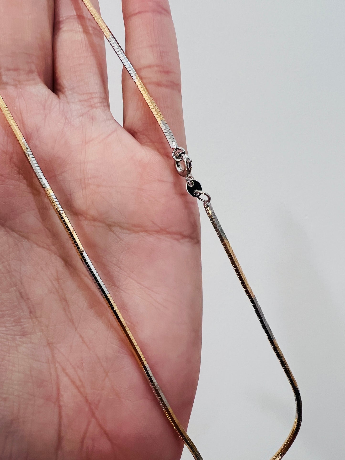Two Tone Snake Necklace | 1.5mm Square Chain | 16–18 Inch