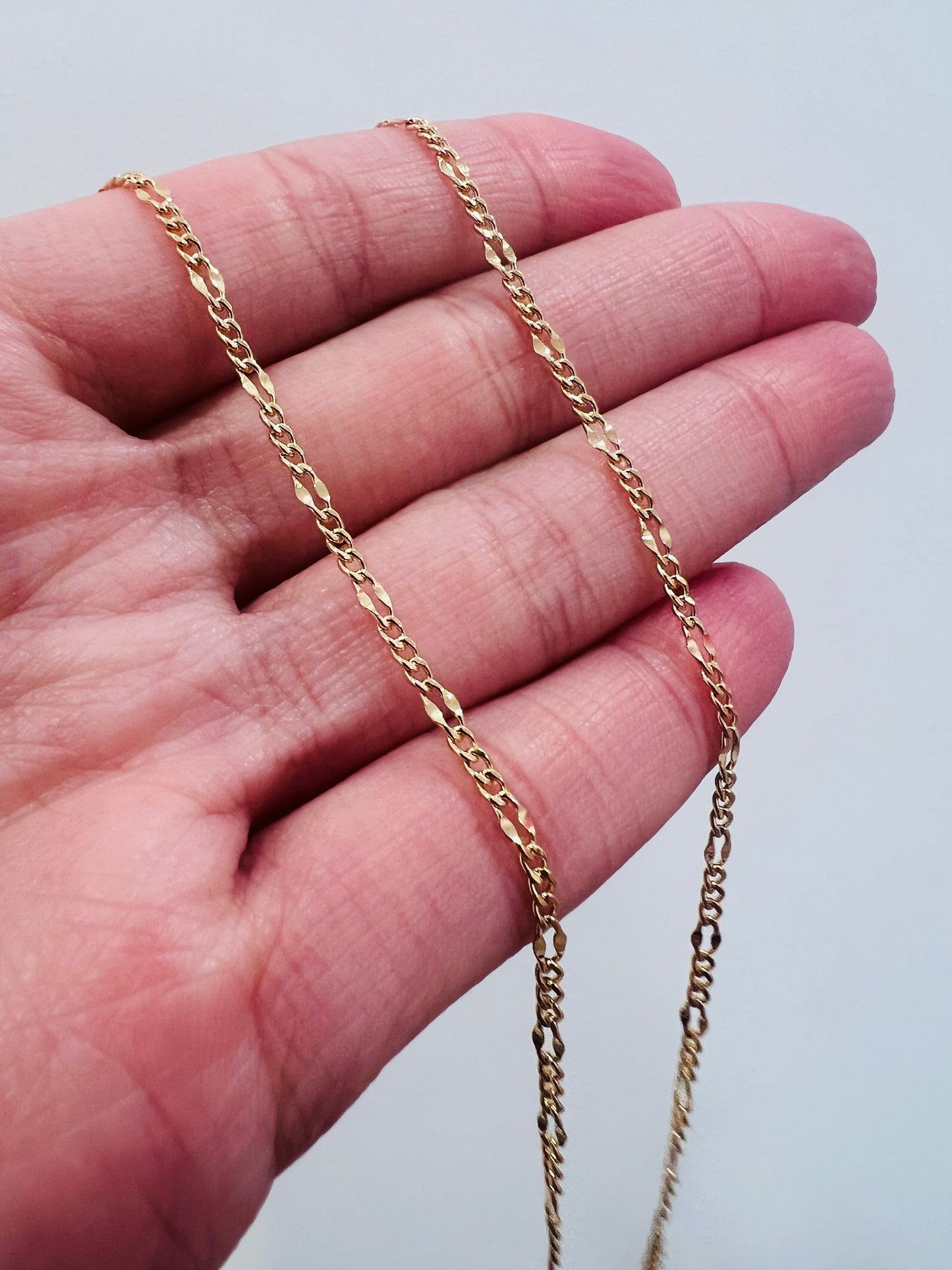 Gold Filled Dapped Curb Necklace | 1mm Chain | 16–20 Inch