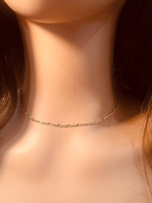 Gold Filled Dapped Curb Necklace | 1mm Chain | 16–20 Inch