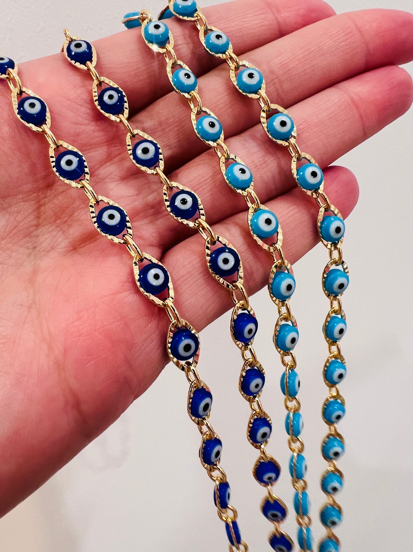 Gold Filled Evil Eye Necklace | 5mm Chain | 16–18 Inch