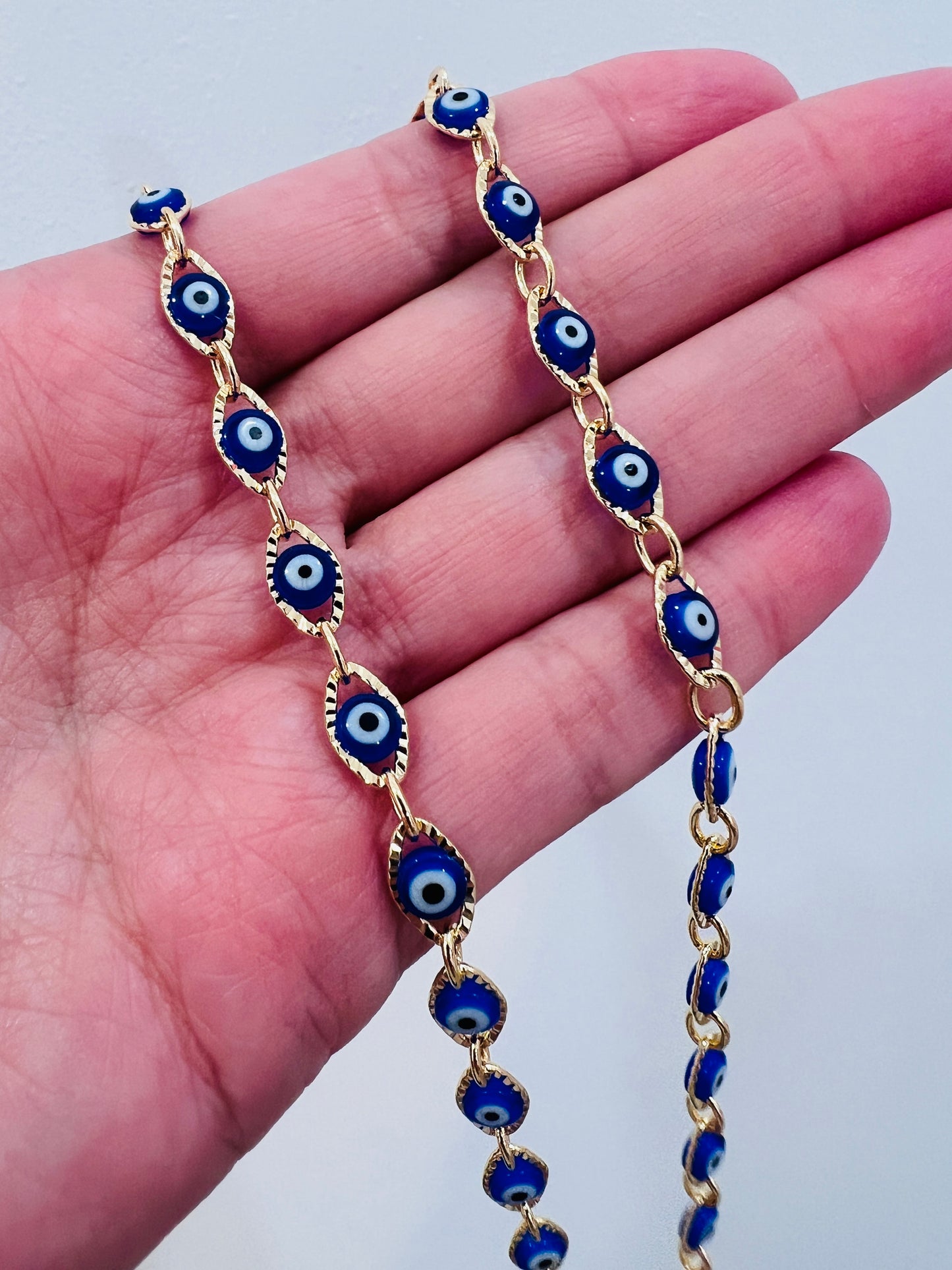 Gold Filled Evil Eye Necklace | 5mm Chain | 16–18 Inch