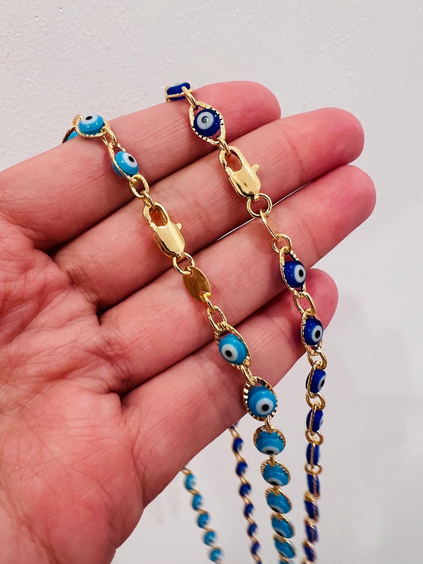 Gold Filled Evil Eye Necklace | 5mm Chain | 16–18 Inch