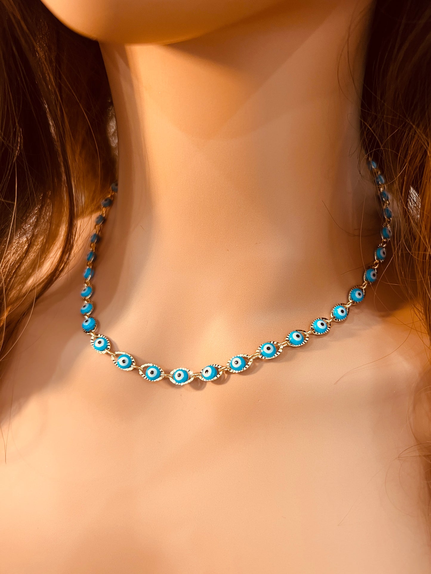 Gold Filled Evil Eye Necklace | 5mm Chain | 16–18 Inch