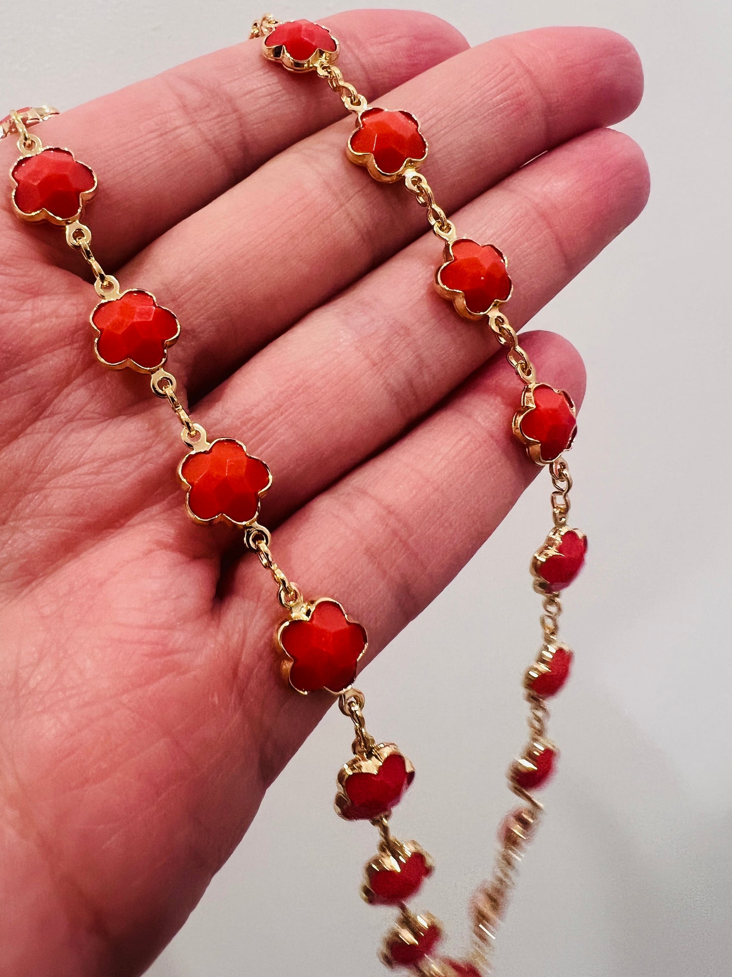 Gold Filled Flower Necklace | Gemstone Charm | 14–18 Inch