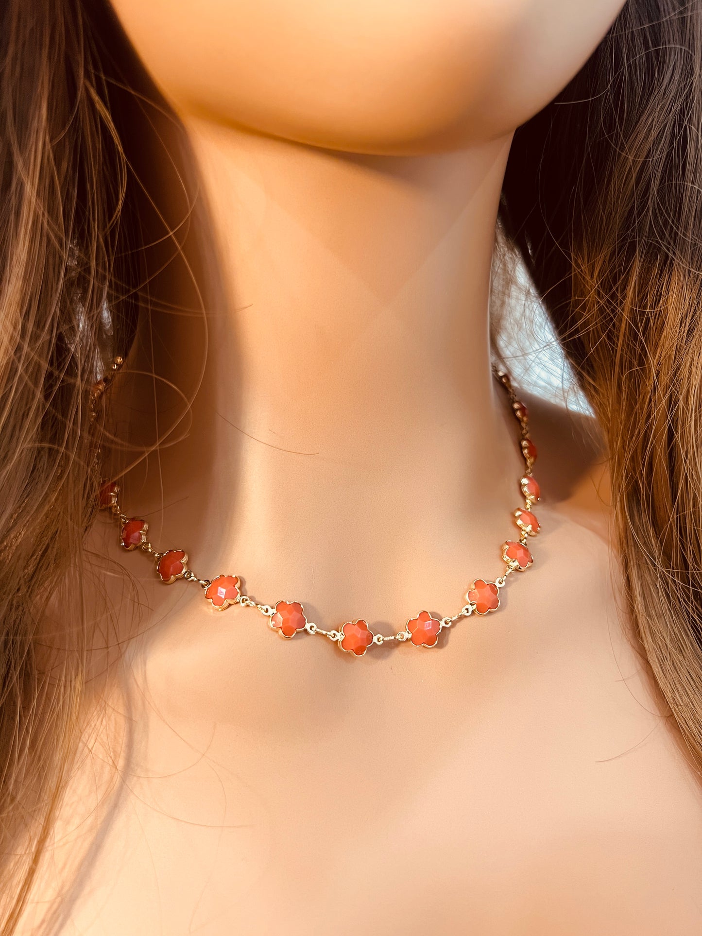 Gold Filled Flower Necklace | Gemstone Charm | 14–18 Inch
