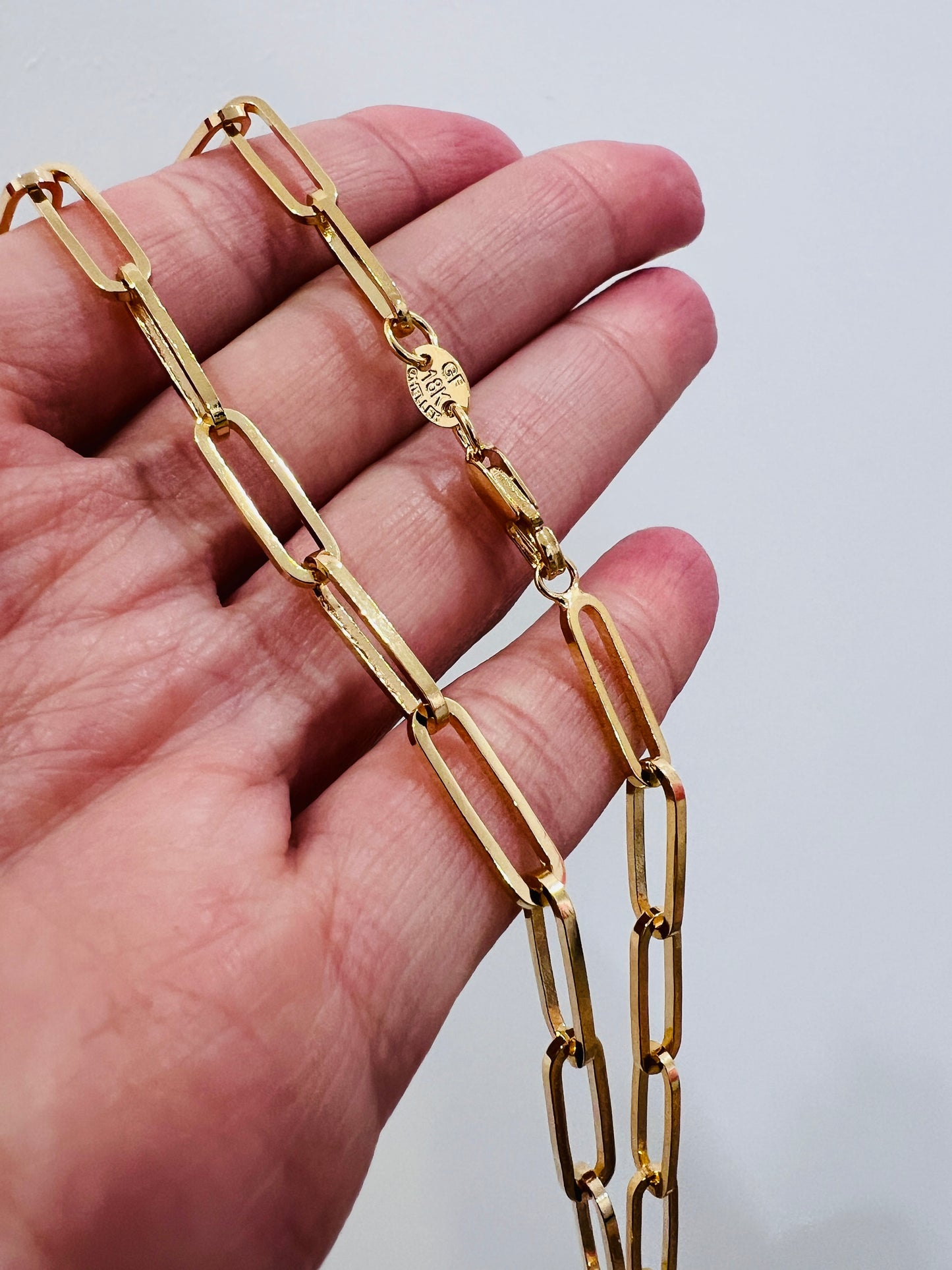 Gold Filled Paperclip Necklace | 18kt 4mm Chain in 16" 18" 20"