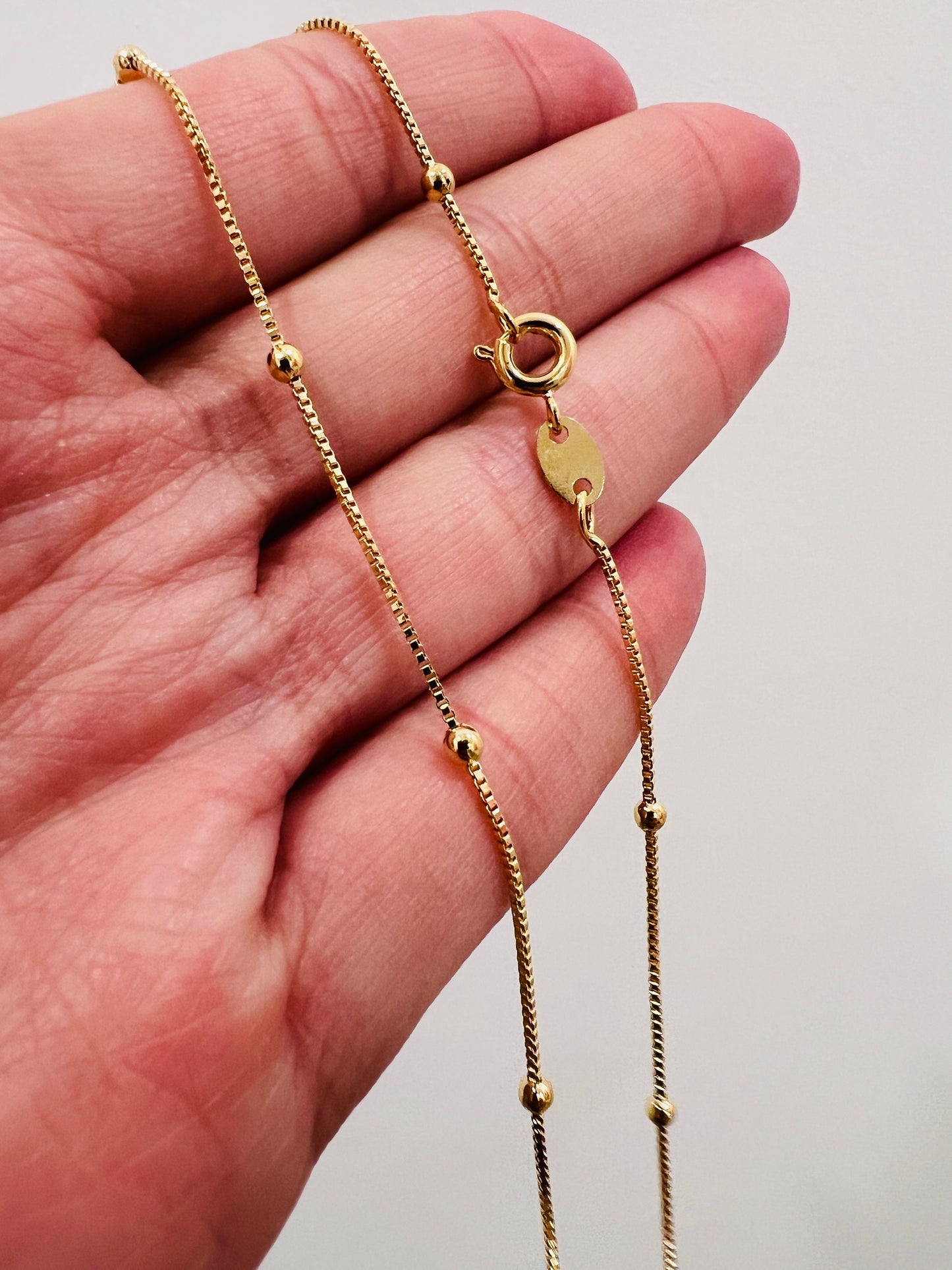 Gold Filled Box & Ball Necklace | 0.5mm Chain | 14–20 Inch