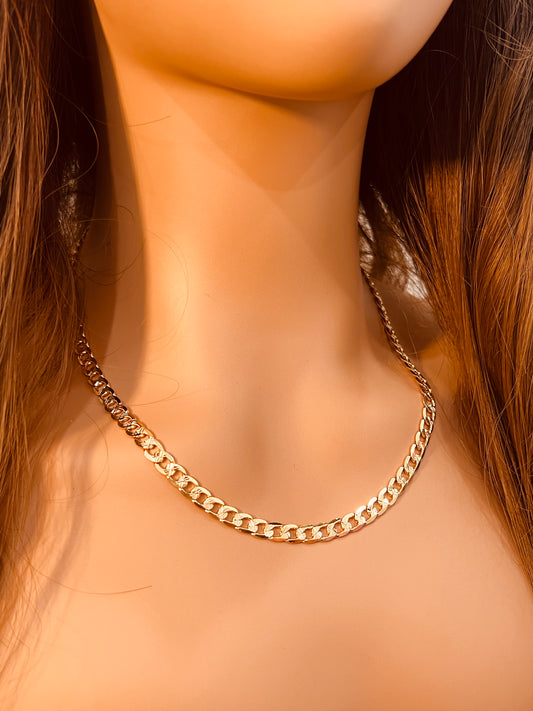 Gold Filled Curb Necklace | 5.5mm Beveled Chain | 24 Inch