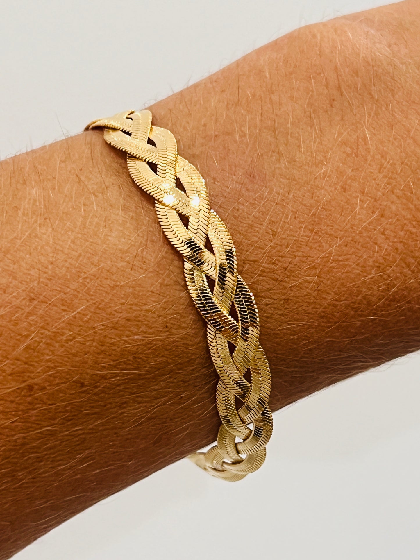 Gold Filled Herringbone Bracelet | 8mm Braided | 7.5 Inch