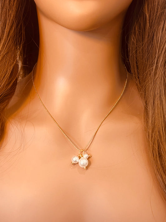 Gold Filled Dangling Pearls Necklace