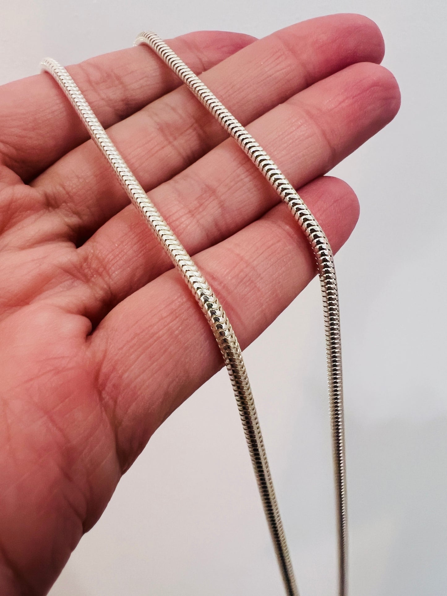 Sterling Silver Snake Necklace | 2mm Chain | 16" to 24" Length