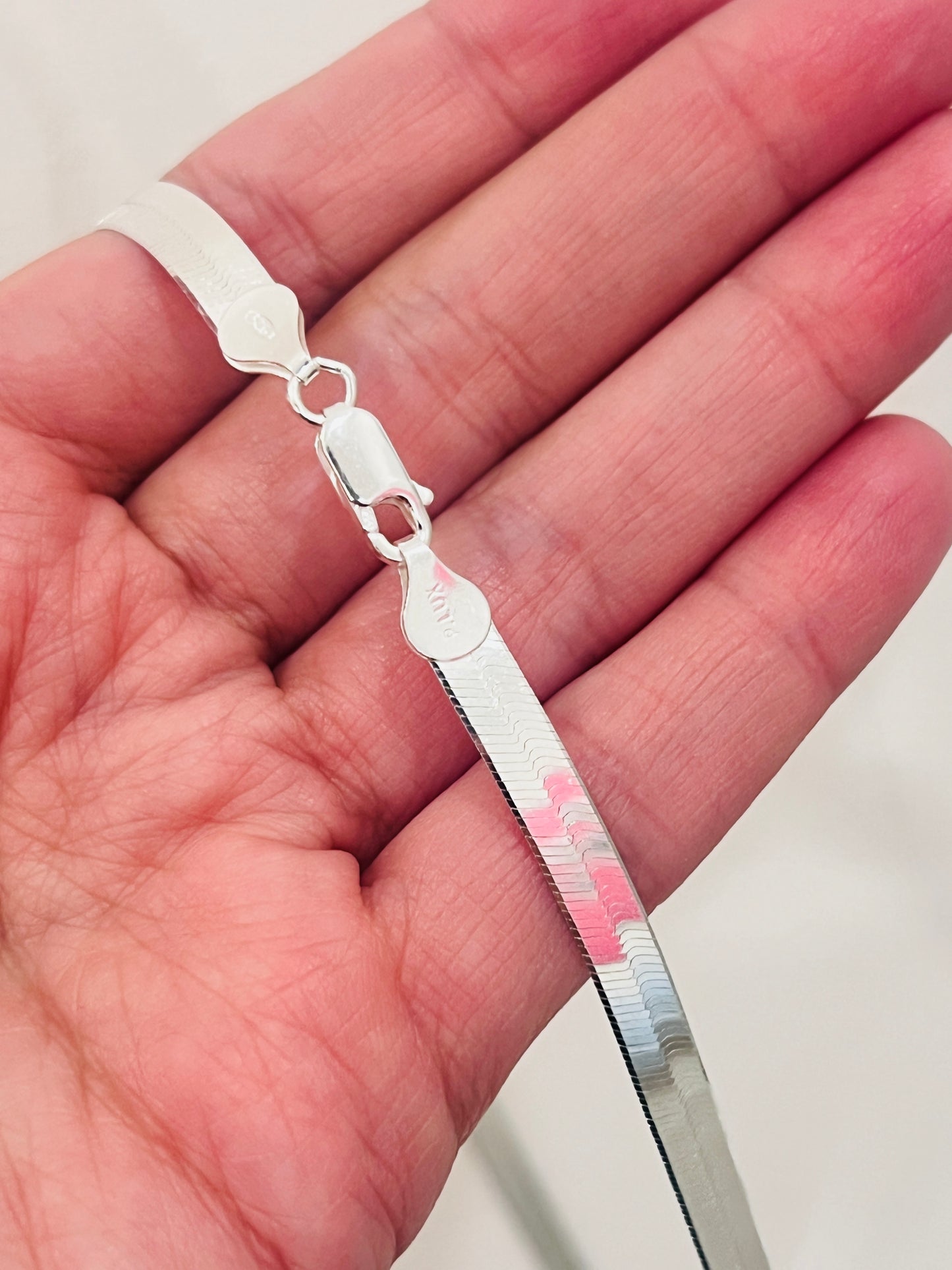 Sterling Silver 5mm Herringbone Necklace