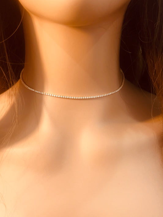 Gold Filled CZ Tennis Choker| Layering Necklace