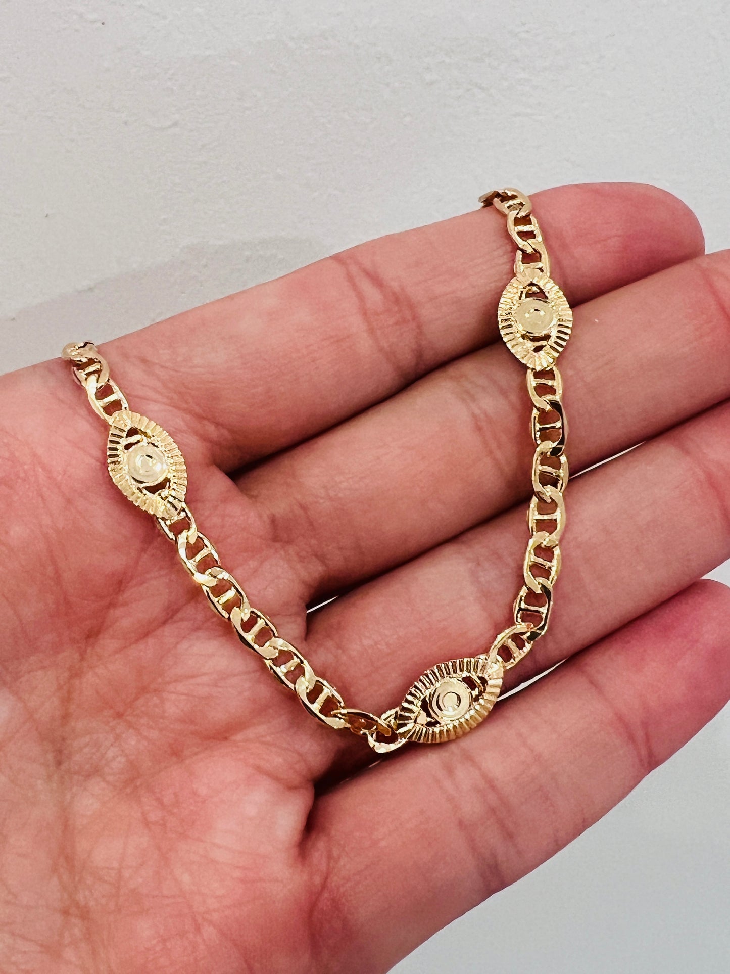 Gold Filled Mariner Link Evil Eye Bracelet | Elegant Symbol of Protection