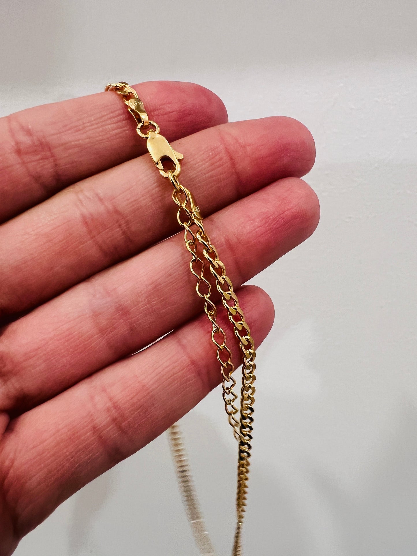 Gold Filled Curb Necklace | 4mm | Gemstone Accent Chain