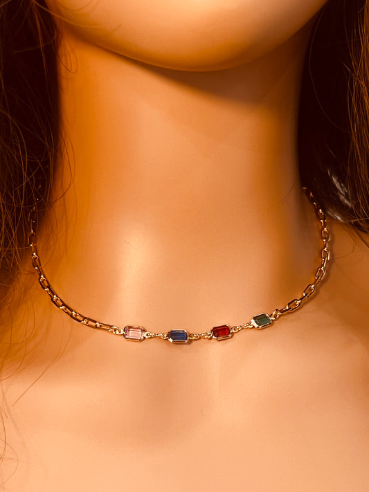 Gold Filled Paperclip Necklace | 3.5mm | Gemstone Charm