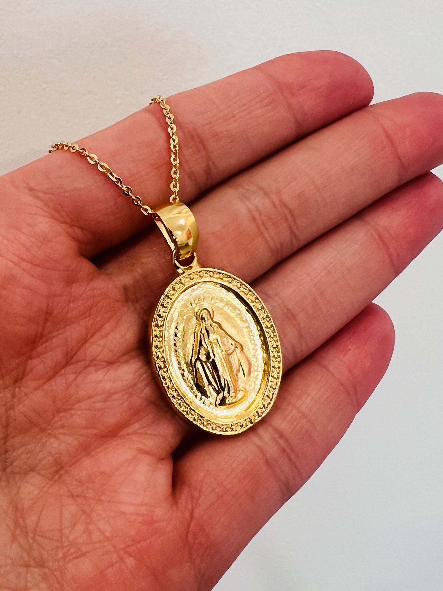Gold Filled Miraculous Medal Necklace | Large Pendant