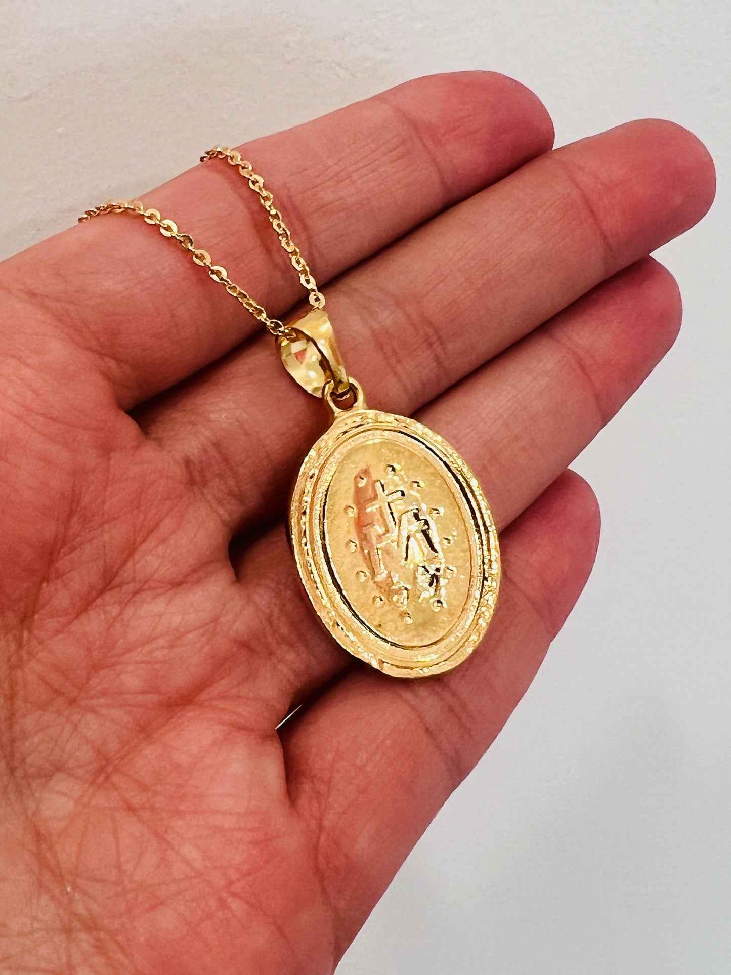 Gold Filled Miraculous Medal Necklace | Large Pendant
