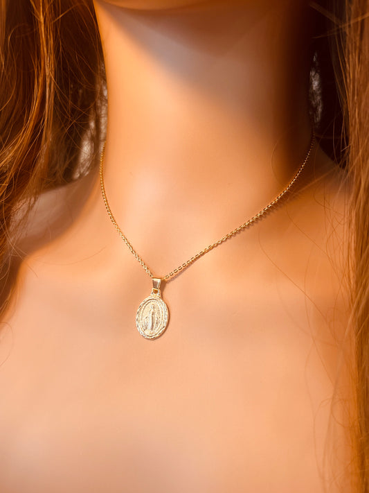 Gold Filled Miraculous Medal Necklace | Faith Charm