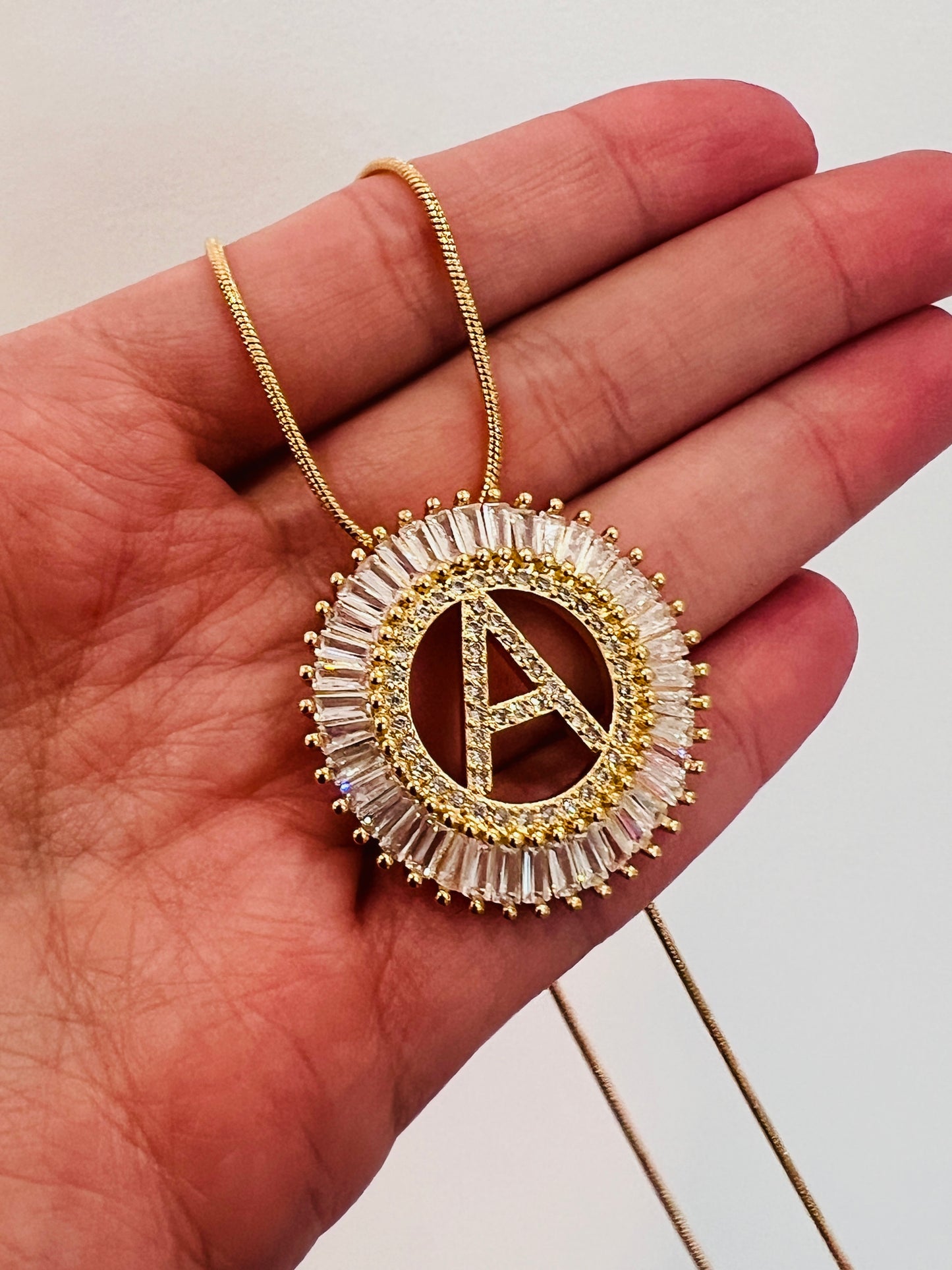 Gold Filled CZ Initial Necklace | 16"-20" Custom Chain
