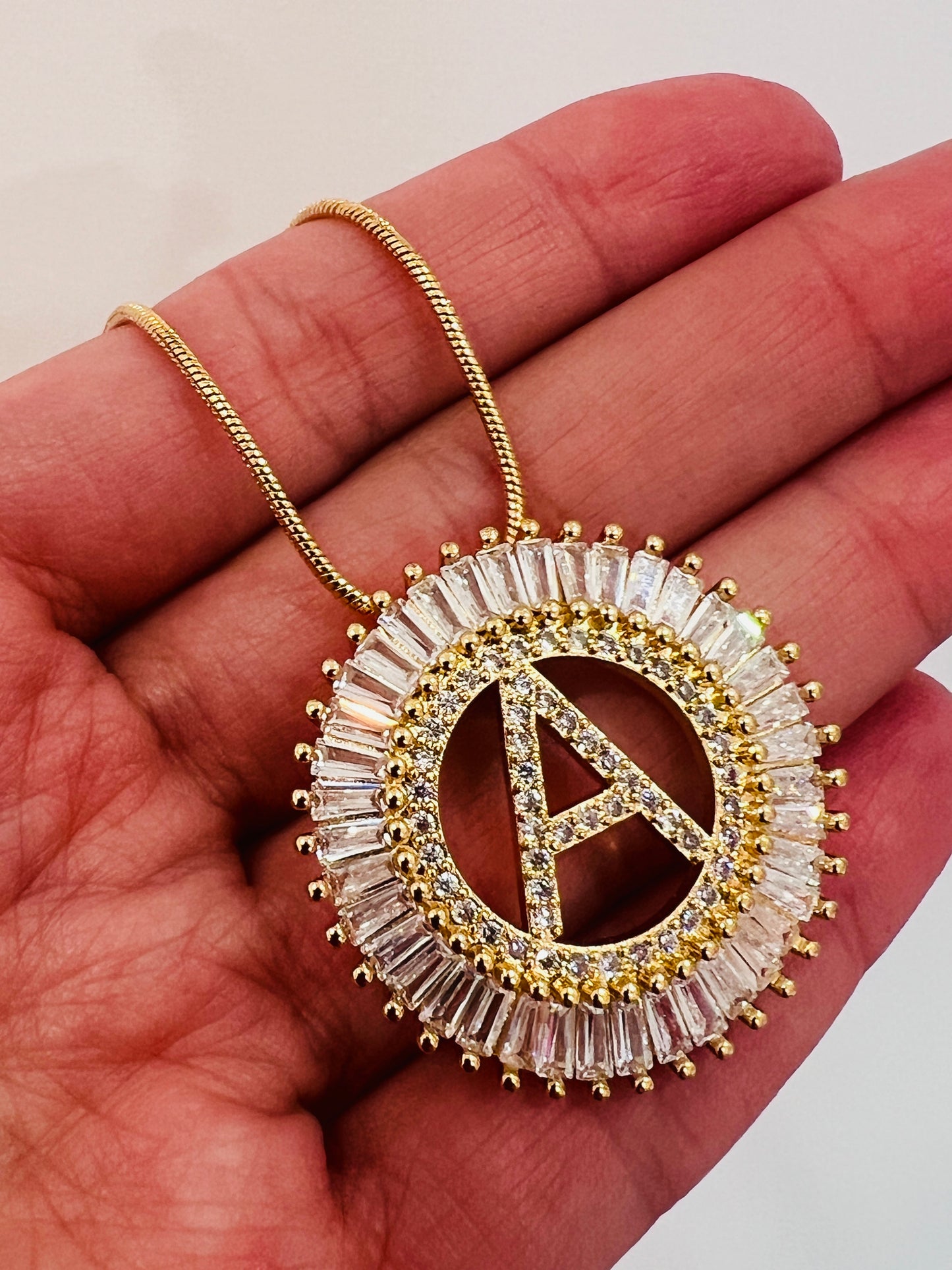 Gold Filled CZ Initial Necklace | 16"-20" Custom Chain