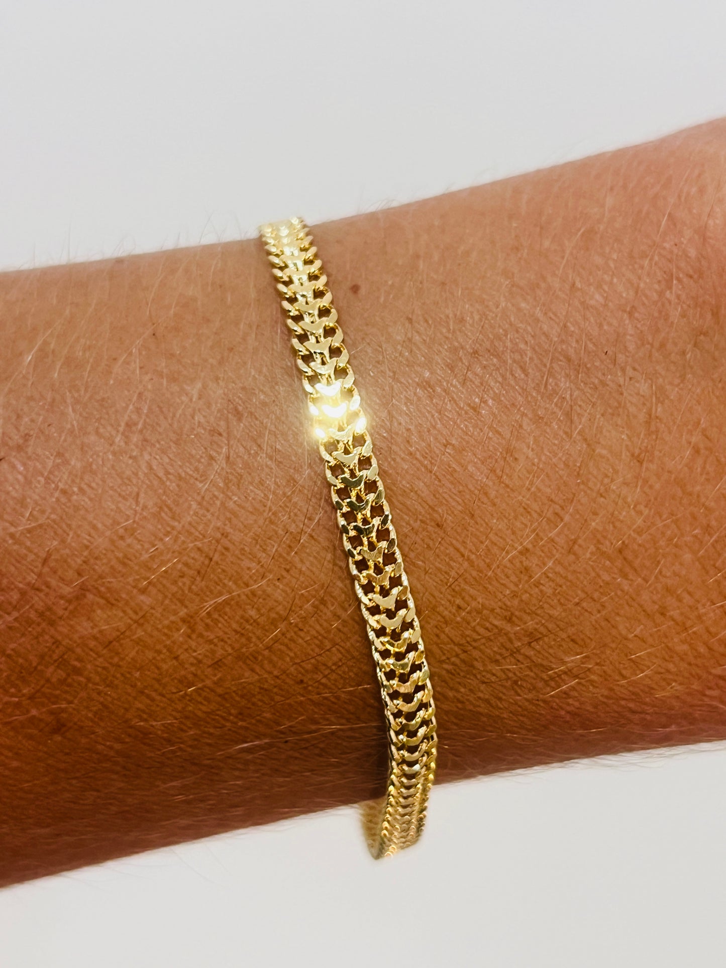 Gold Filled 3mm Mesh Bracelet | Sleek Woven Chain in 18kt Gold
