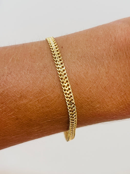 Gold Filled 3mm Mesh Bracelet | Sleek Woven Chain in 18kt Gold
