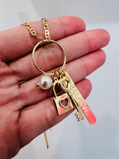 18KT Gold Filled Necklaces, Gold Filled Multi Charm Necklace | 18" Meaningful Chain by HAUS OF MONOGRAM