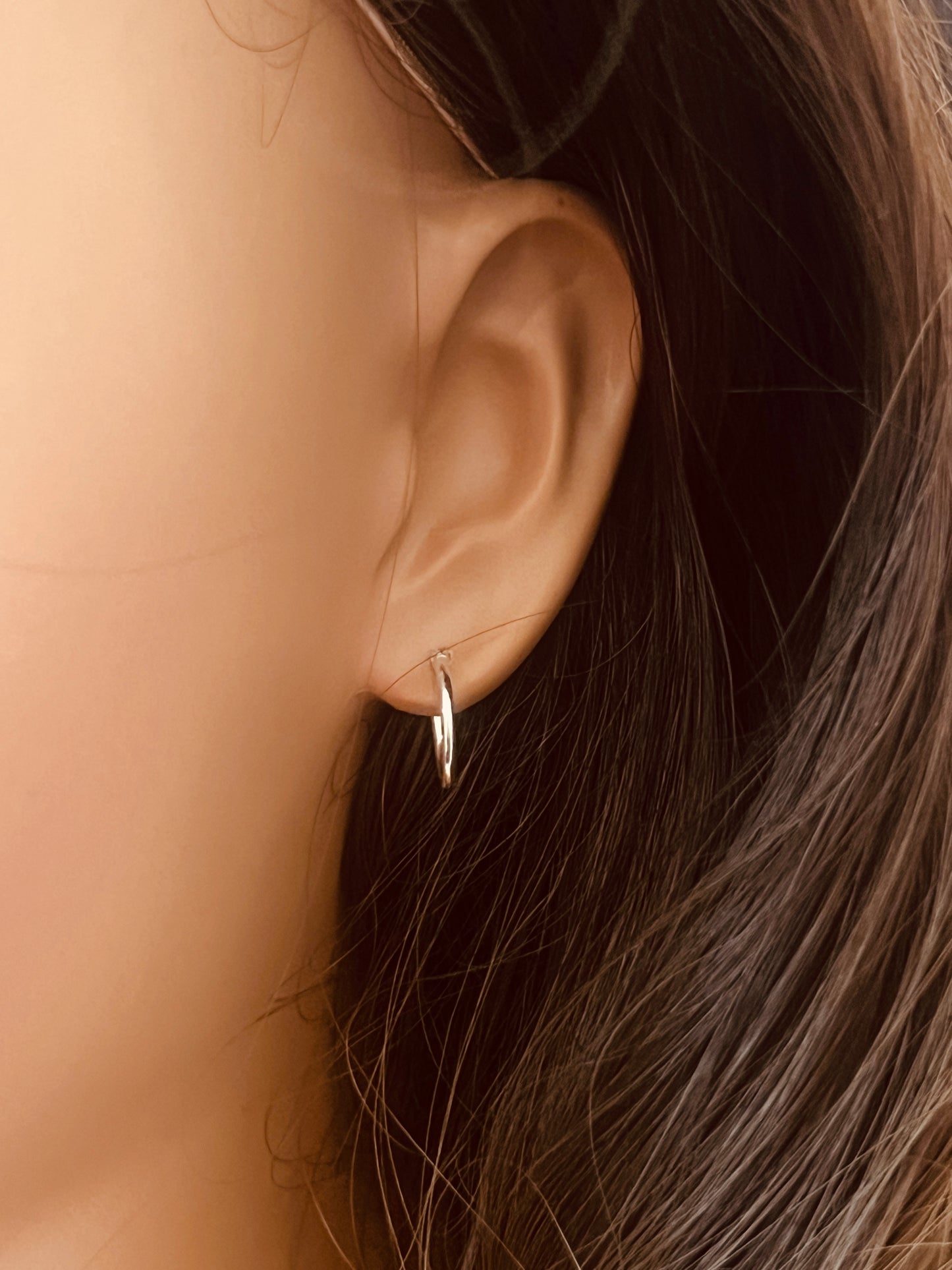 Sterling Silver Hoop Earrings | 13mm Lightweight Daily Pair