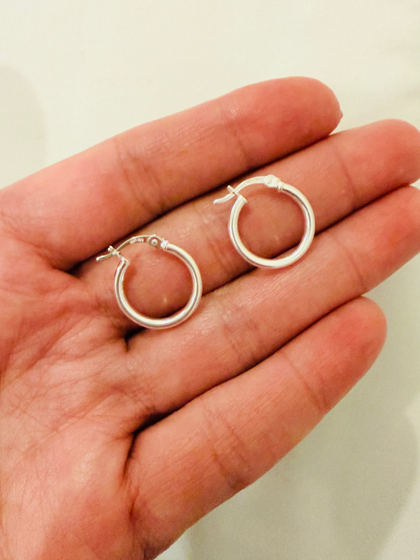 Sterling Silver Hoop Earrings | 15mm Lightweight Daily Pair